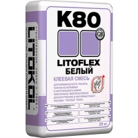 Белая высокоэластичная клеевая смесь LITOKOL LITOFLEX K80 (ЛИТОКОЛ ЛИТОФЛЕКС К 80 Белый), 25 кг