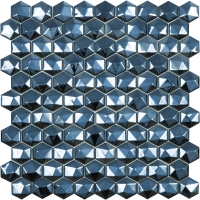 Мозаика VIDREPUR Hexagon Diamond № 358D (черный, на сетке), м2