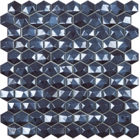 Мозаика VIDREPUR Hexagon Diamond № 374D (синий, на сетке), м2