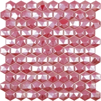 Мозаика VIDREPUR Hexagon Diamond № 375D (красный, на сетке), м2