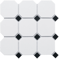 Мозаика керамическая STARMOSAIC HOMEWORK Octagon big White/Black Matt арт. CLA006 (300х300х6), шт